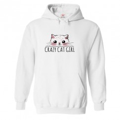 Crazy Cat Girl Classic Unisex Kids and Adults Pullover Hoodie for Cat Lovers